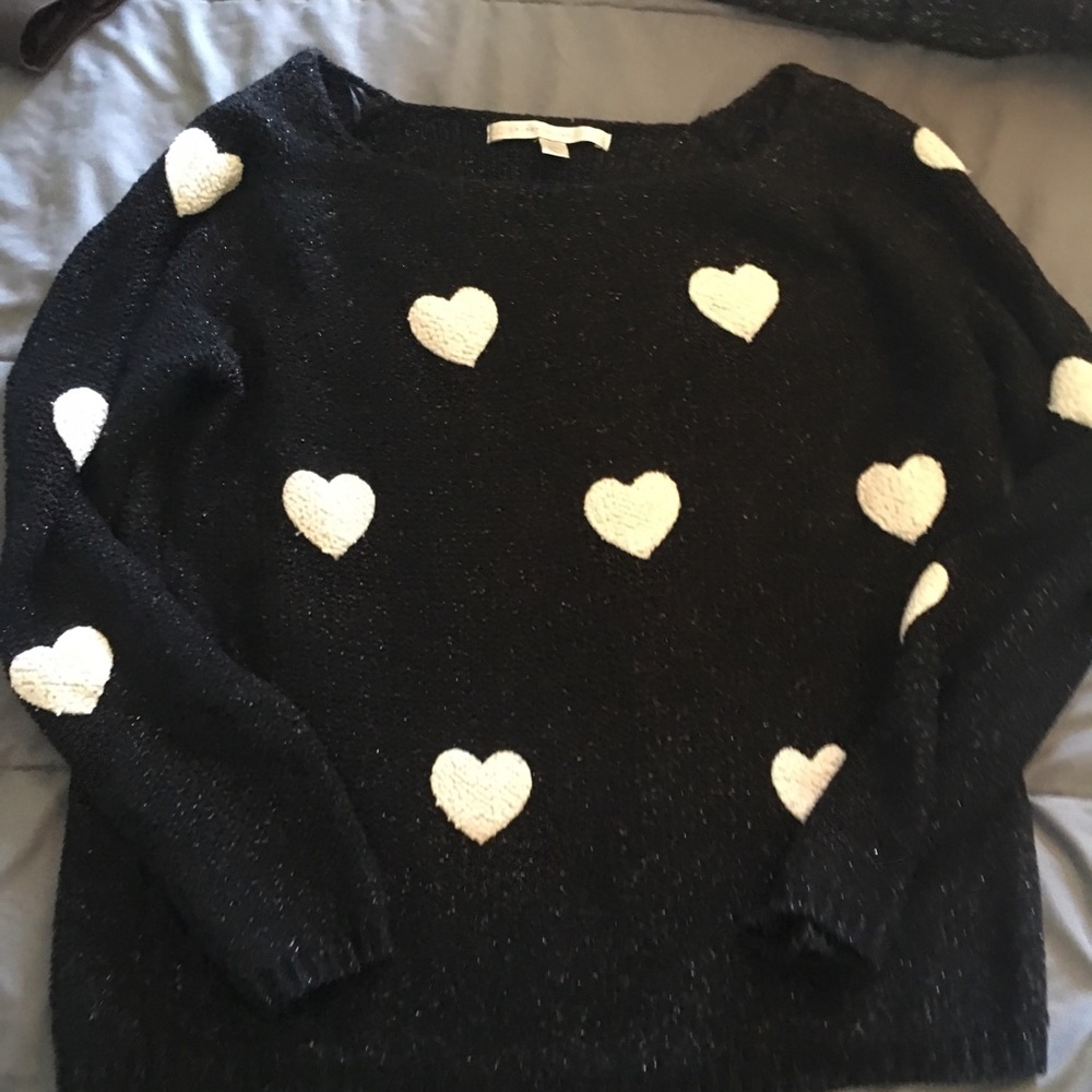 Lauren Conrad Black sweater with white hearts